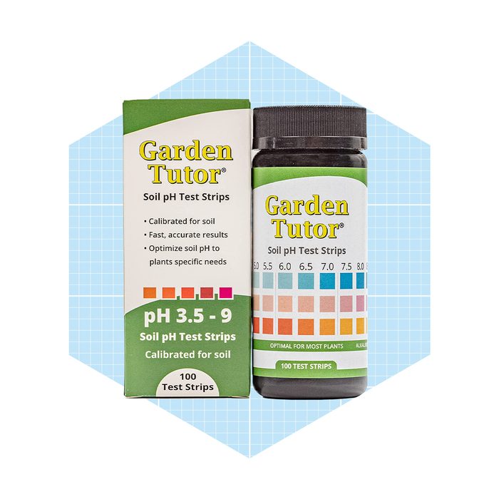 A package of soil pH test strips labeled 