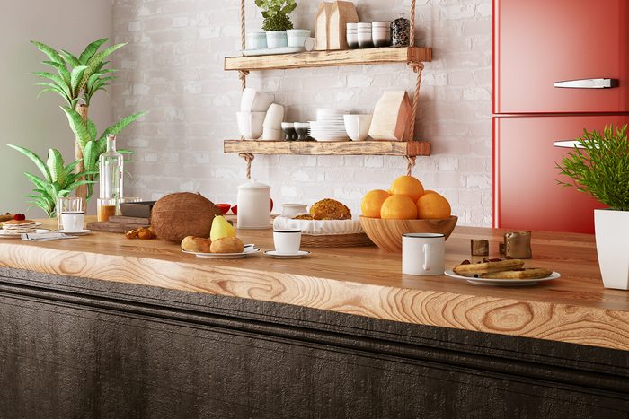wooden countertop in kitchen